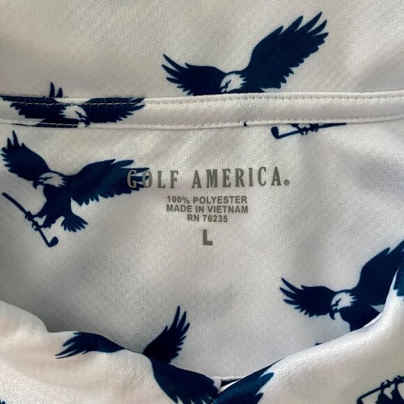 Golf America White Polo with Blue Eagles Golf Clubs Men's Large - Picture 6 of 9